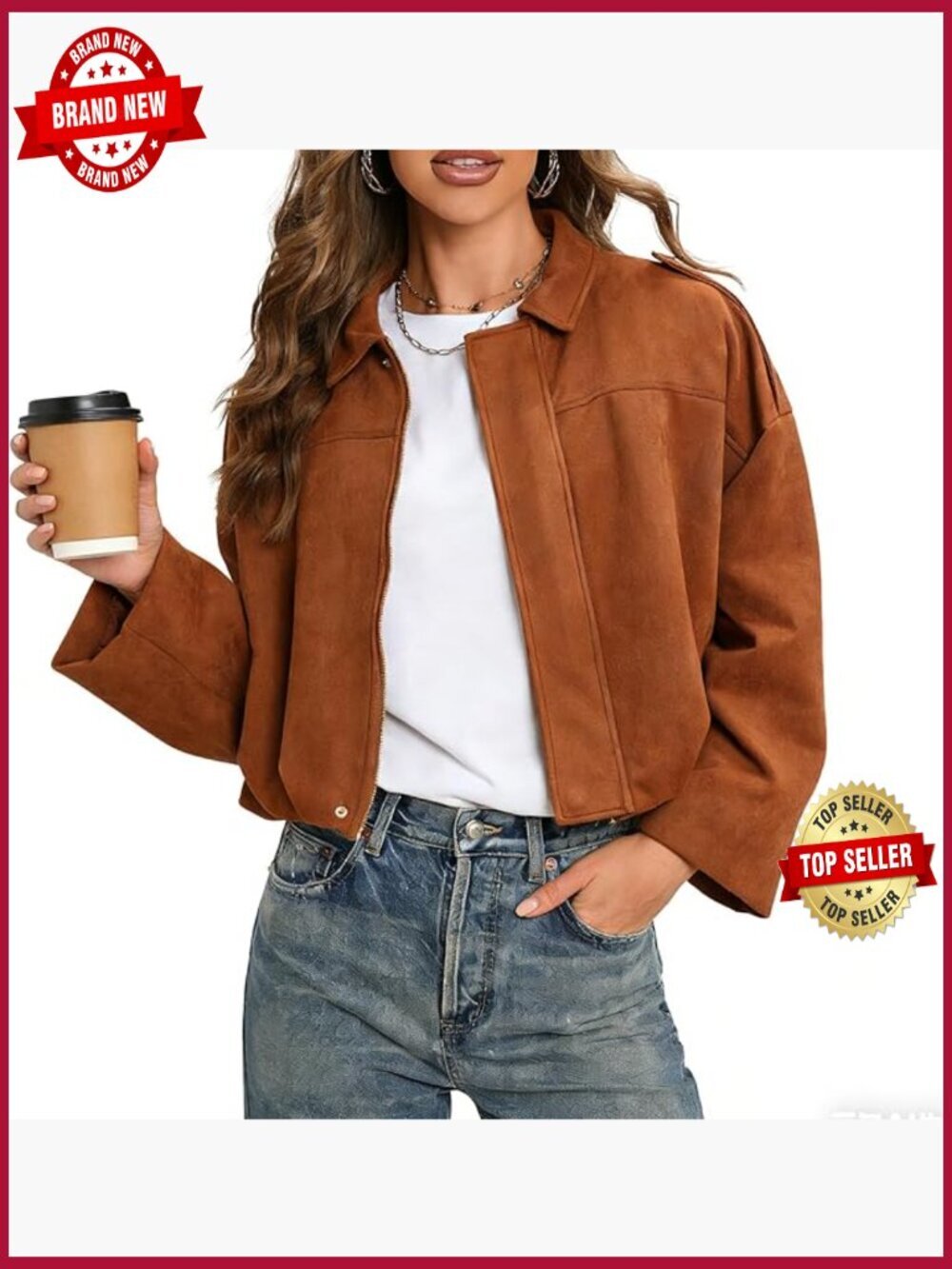 Faux Suede Bomber Jacket Oversized Pilot Coat Long Sleeve Streetwear